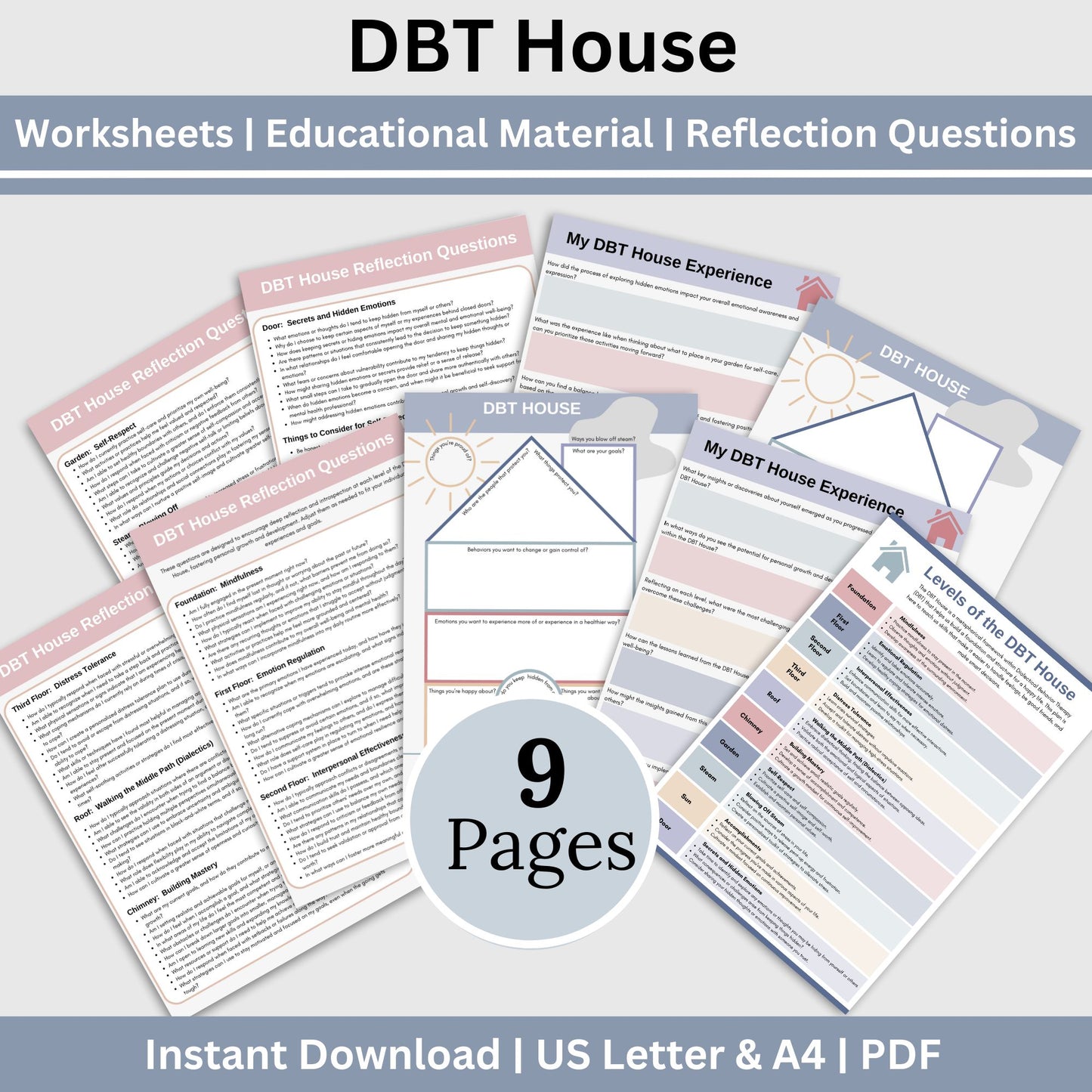 DBT House Therapy Worksheets. Designed for individuals navigating DBT, these worksheets offer a comprehensive toolkit for skills development, anxiety relief, and personal growth. This DBT workbook, Borderline, BPD