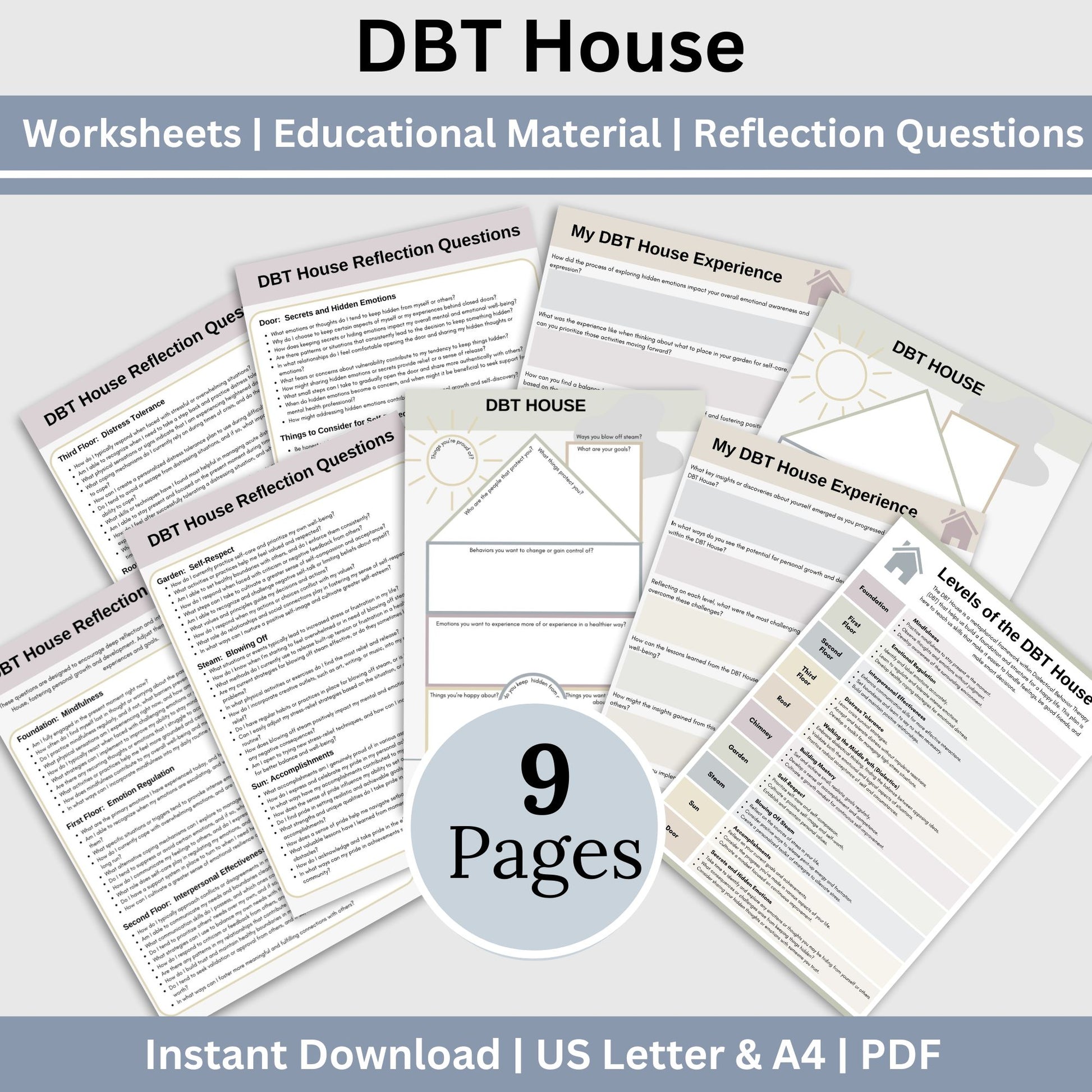 DBT House Therapy Worksheets. Designed for individuals navigating DBT, these worksheets offer a comprehensive toolkit for skills development, anxiety relief, and personal growth. This DBT workbook, Borderline, BPD