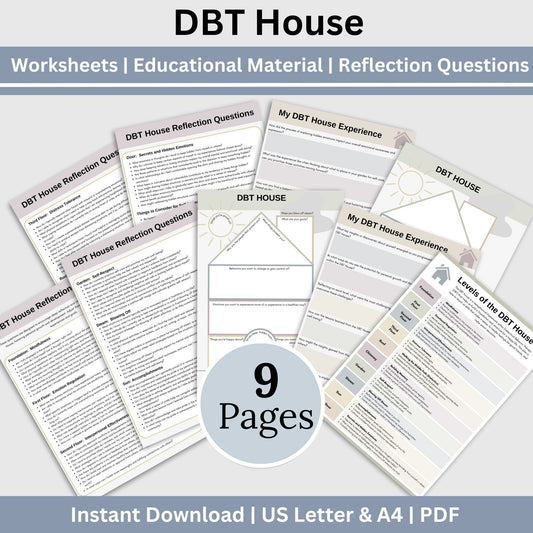 DBT House Therapy Worksheets. Designed for individuals navigating DBT, these worksheets offer a comprehensive toolkit for skills development, anxiety relief, and personal growth. This DBT workbook, Borderline, BPD