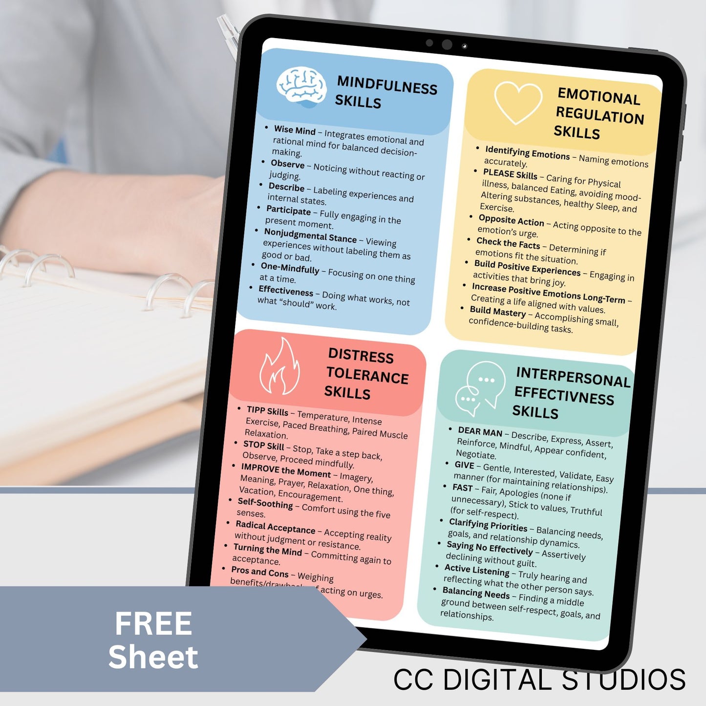 DBT Therapy Interventions List Cheat Sheet