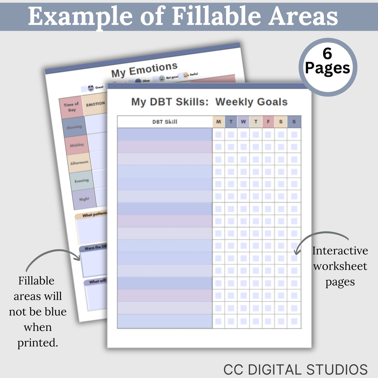 DBT skills worksheets, designed for mental health professionals and individuals seeking effective coping strategies. Practical DBT cheat sheets and skills diary to track progress in Dialectical Behavior Therapy. 