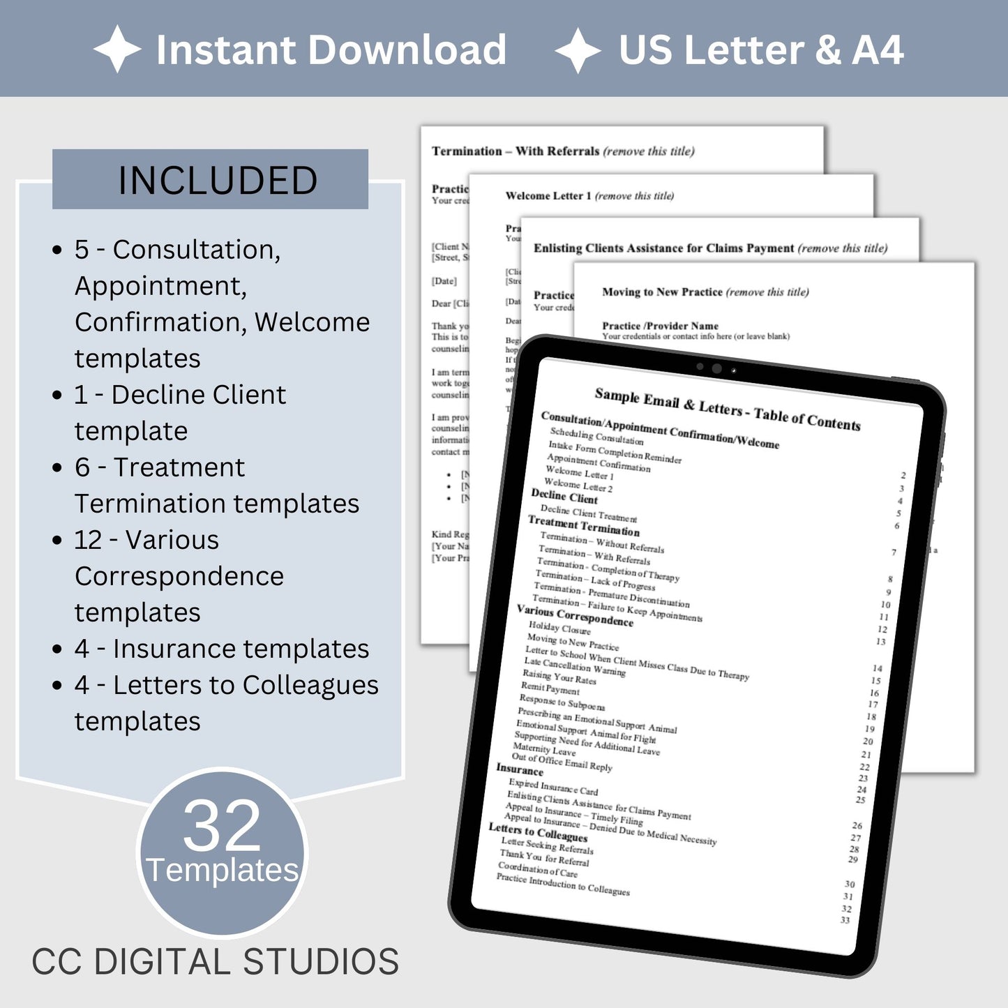 Therapist Office Email Templates: 32 Standard Email/Letter Templates and 9 Holiday eCards