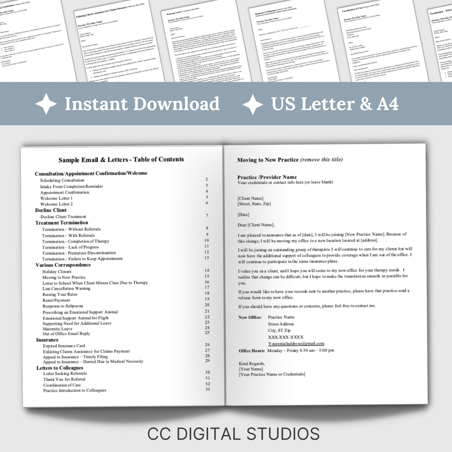 Therapist Office Email Templates: 32 Standard Email/Letter Templates and 9 Holiday eCards