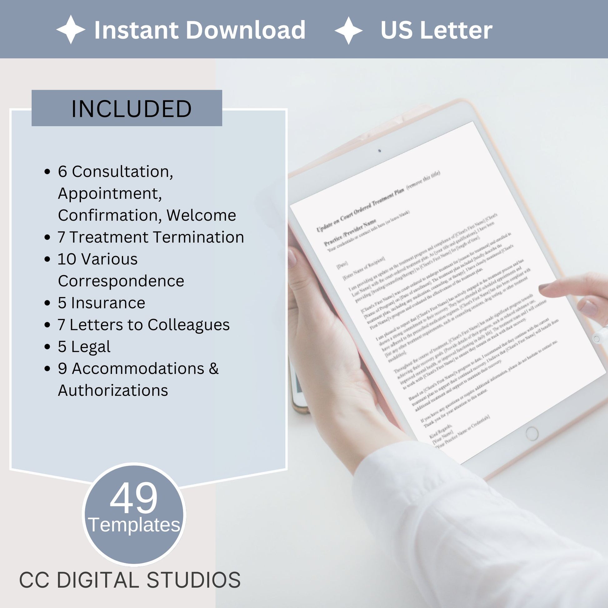 49 Email/letter templates that clinicians need for their professional correspondence. Pre-made emails/letters that will support your private practice business with minimal effort on your part. Completely editable Google Docs.