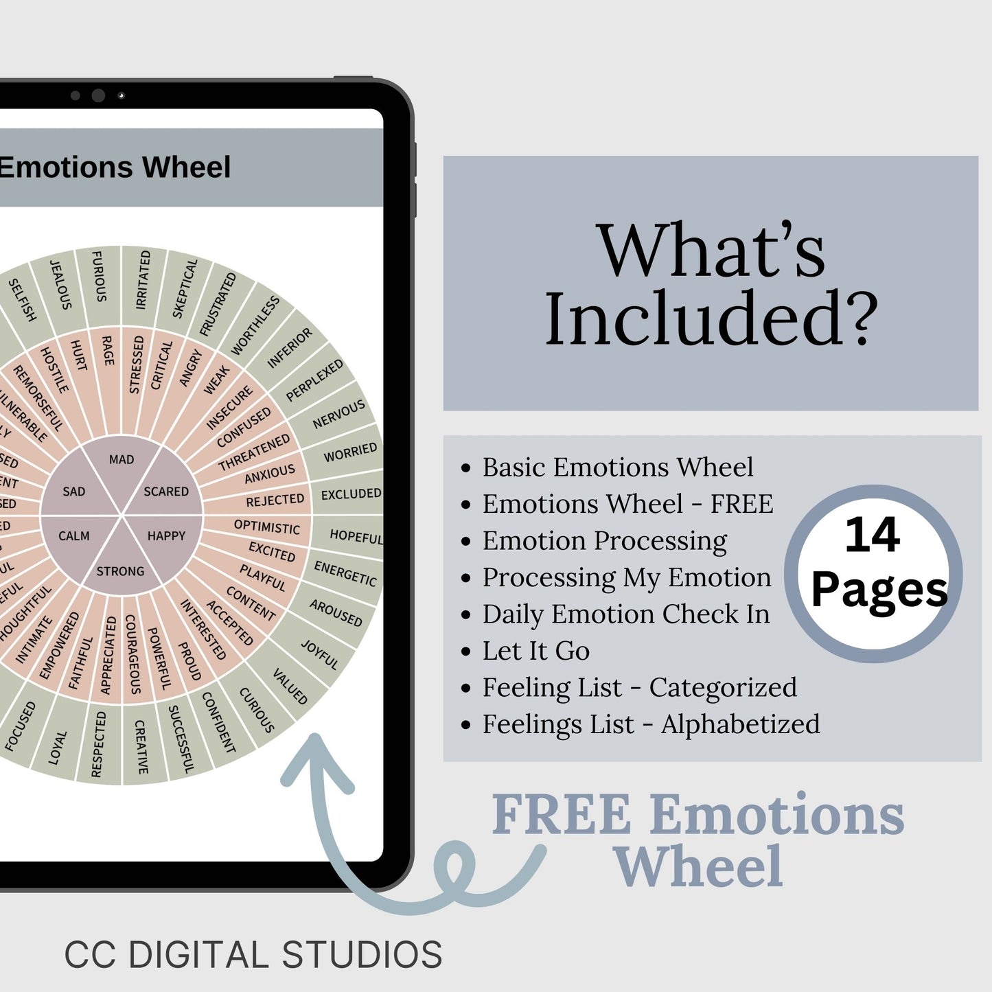 emotion wheel and therapy worksheets for personal growth and client support. Perfect for therapists, school counselors, and individuals, these tools include a FREE feelings wheels, 11 pages of information & feelings lists and 3 worksheets.