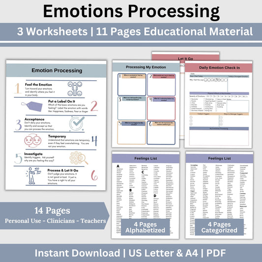 emotion wheel and therapy worksheets for personal growth and client support. Perfect for therapists, school counselors, and individuals, these tools include a FREE feelings wheels, 11 pages of information & feelings lists and 3 worksheets.