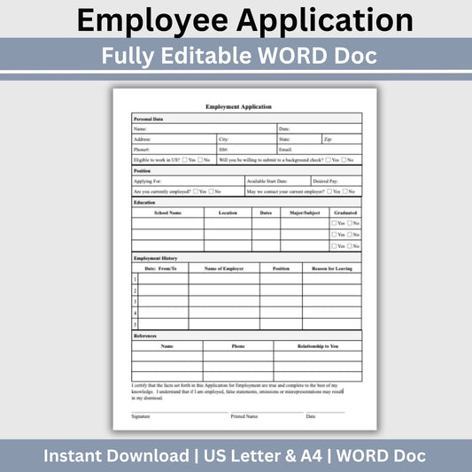 Employee Application Template - WORD DOC