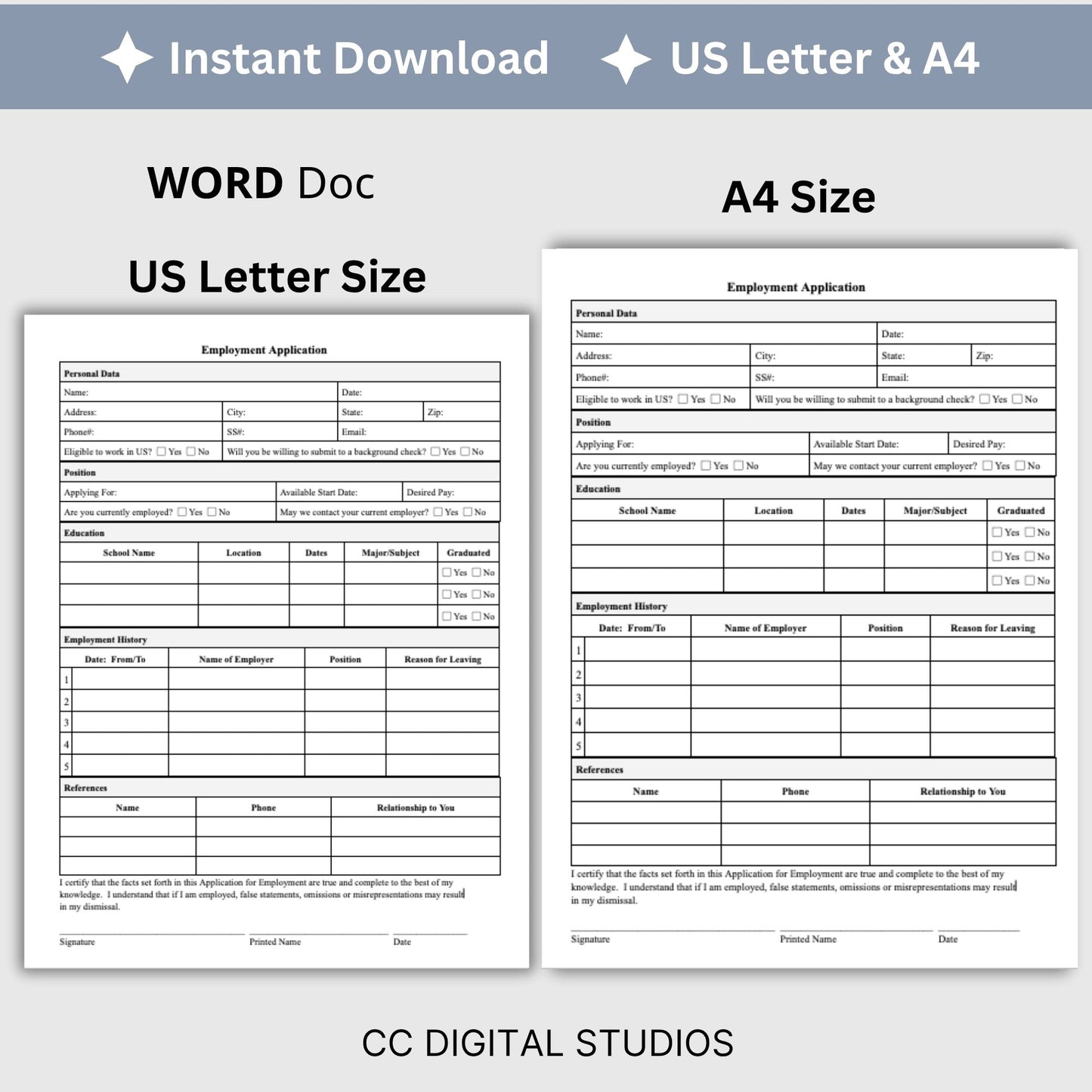 Employee Application Template - WORD DOC