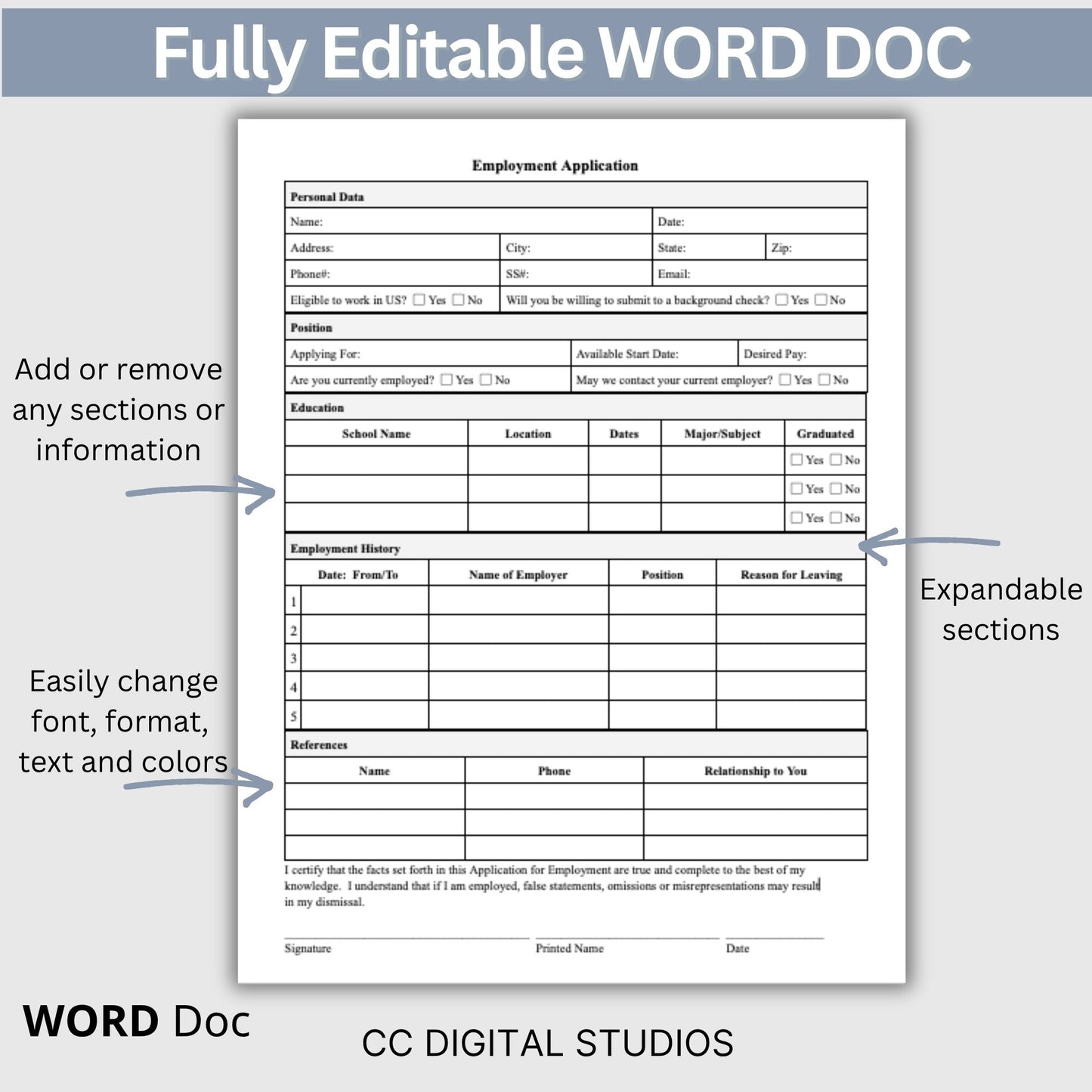 Employee Application Template - WORD DOC