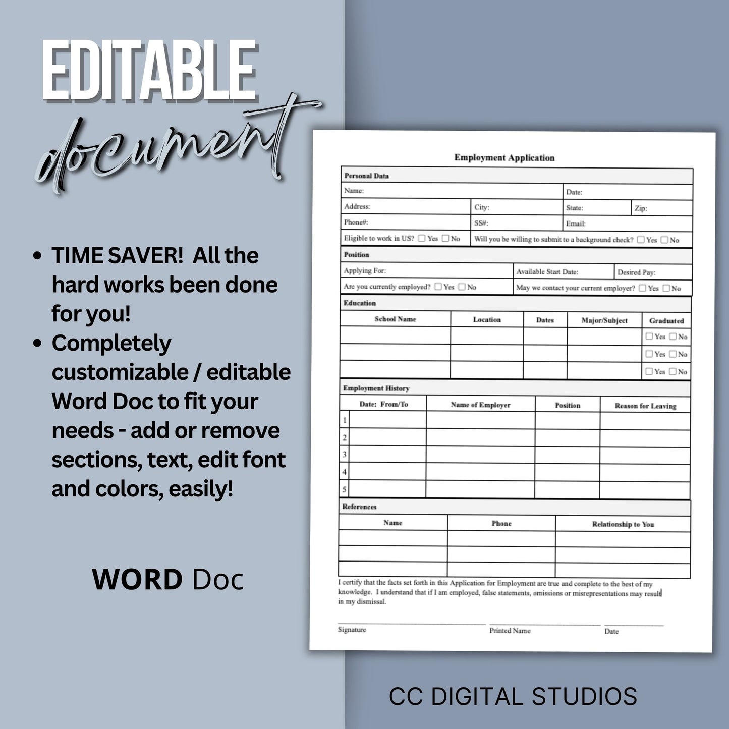 Employee Application Template - WORD DOC