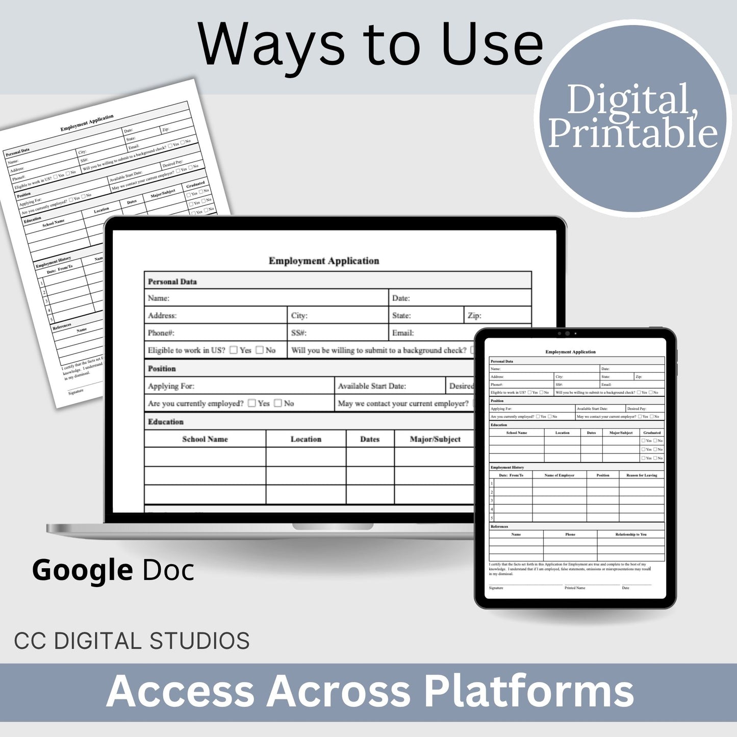 Employee Application Template - Google Doc