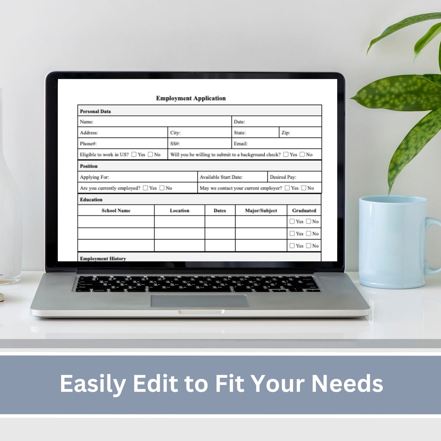 Employee Application Template - Google Doc