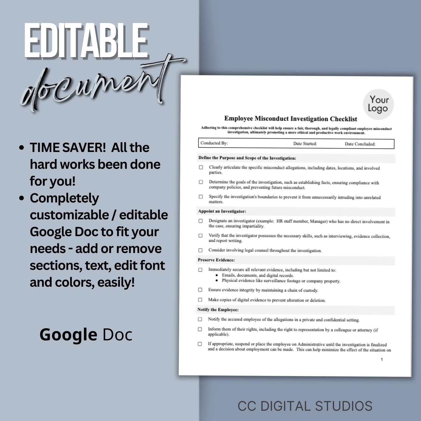 Employee Misconduct Form - Editable Google Doc