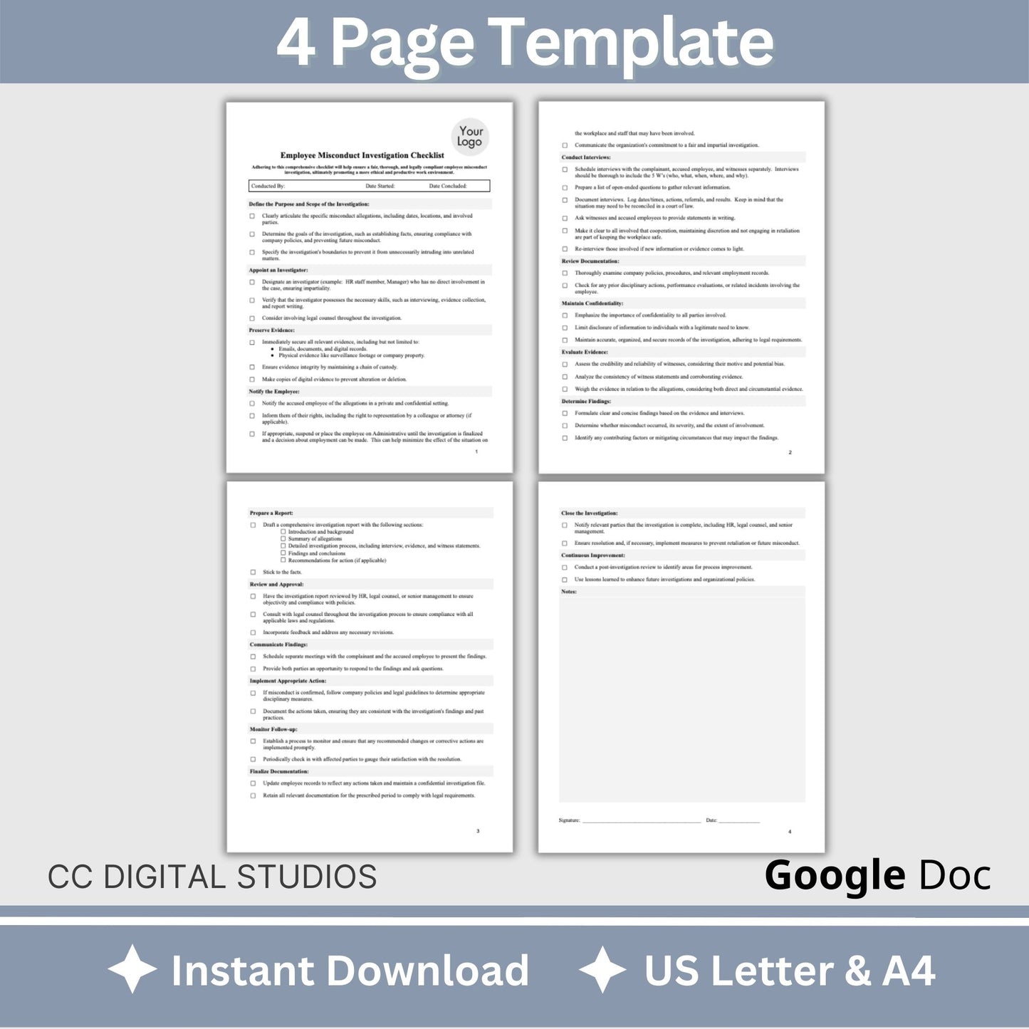 Employee Misconduct Form - Editable Google Doc