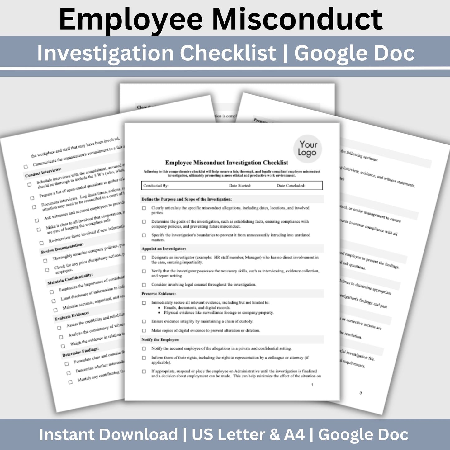 Employee Misconduct Form - Editable Google Doc