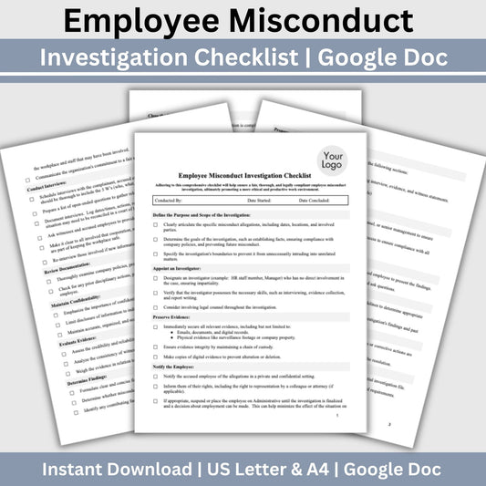 Employee Misconduct Form - Editable Google Doc