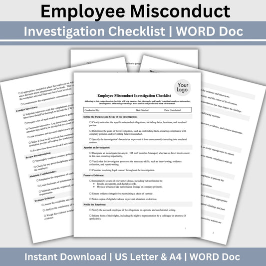 Employee Misconduct Form - Editable WORD DOC