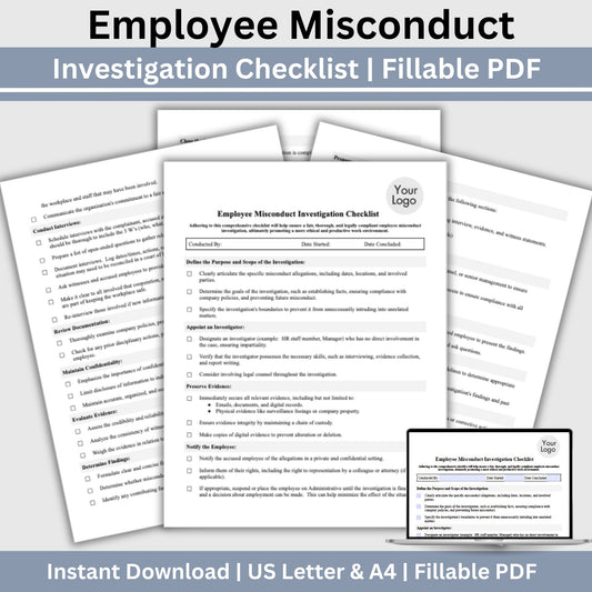 Employee Misconduct Form - Fillable PDF