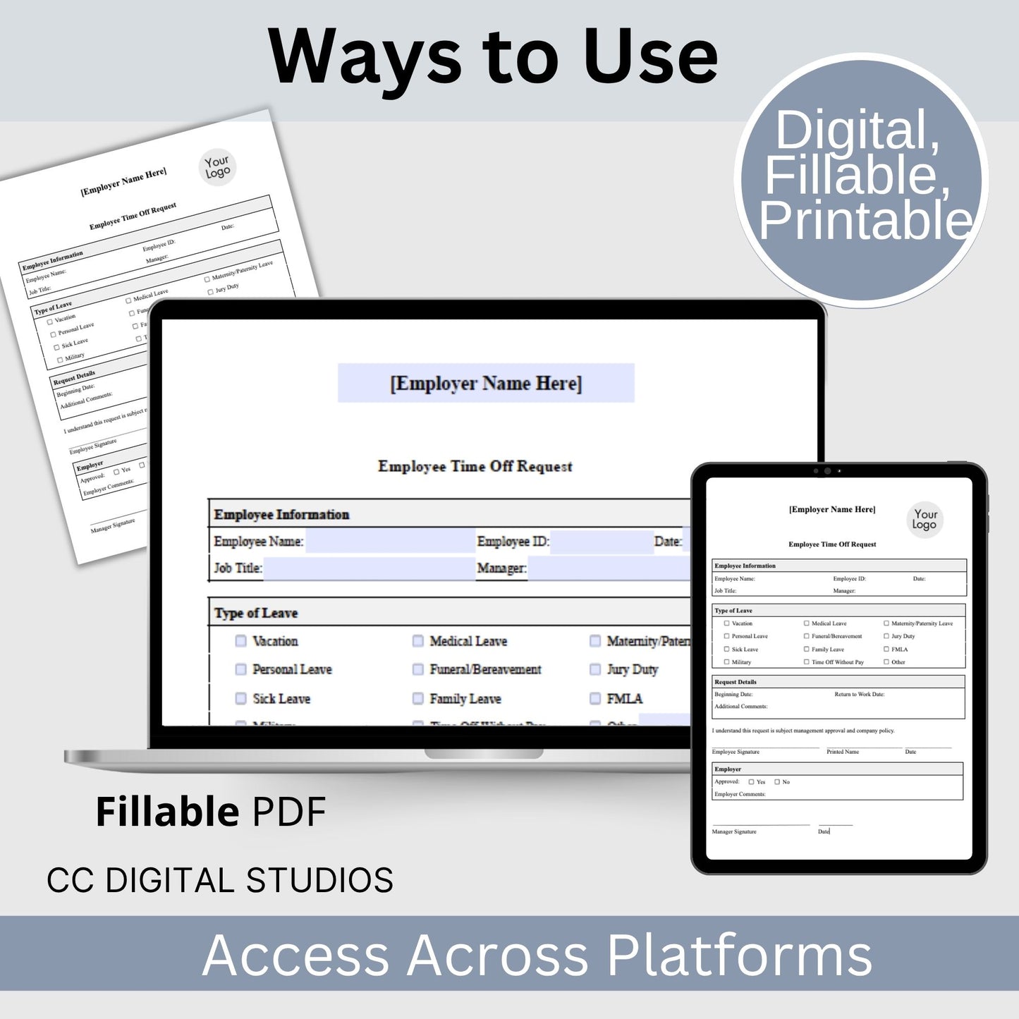 Employee Time Off Request - Fillable PDF
