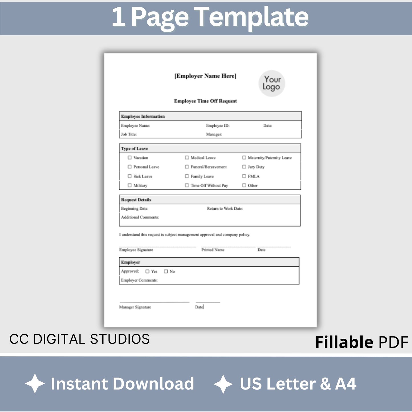 Employee Time Off Request - Fillable PDF