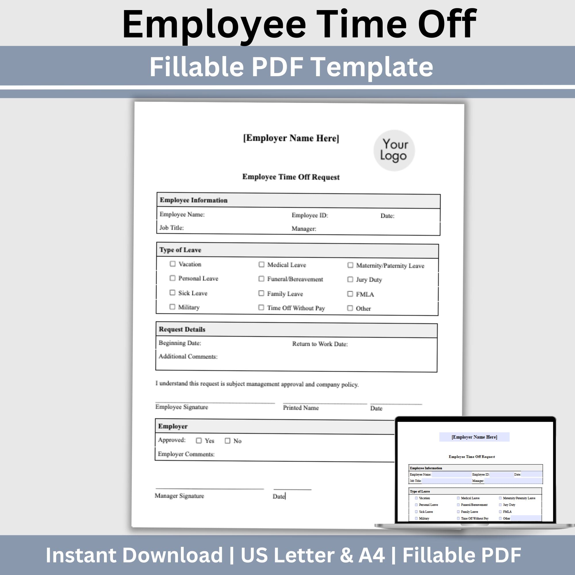 Employee Time Off Request - Fillable PDF – CCDigitalStudios