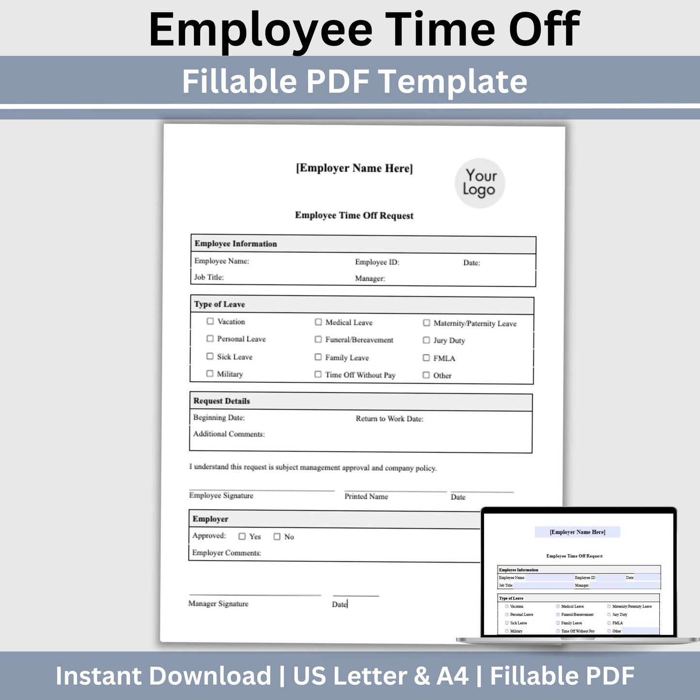 Employee Time Off Request - Fillable PDF
