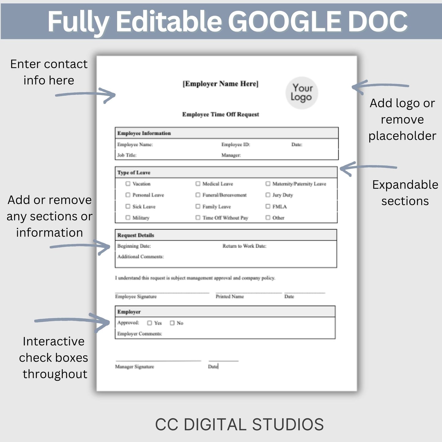 Employee Time Off Request Form Editable Google Docs
