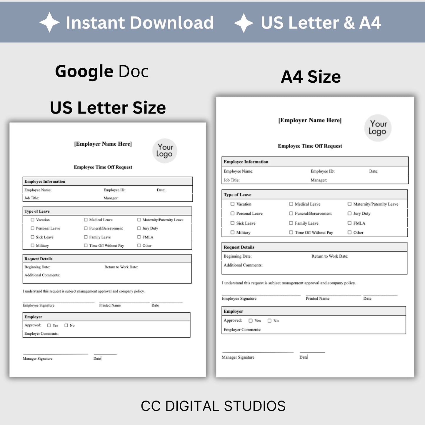 Employee Time Off Request Form Editable Google Docs