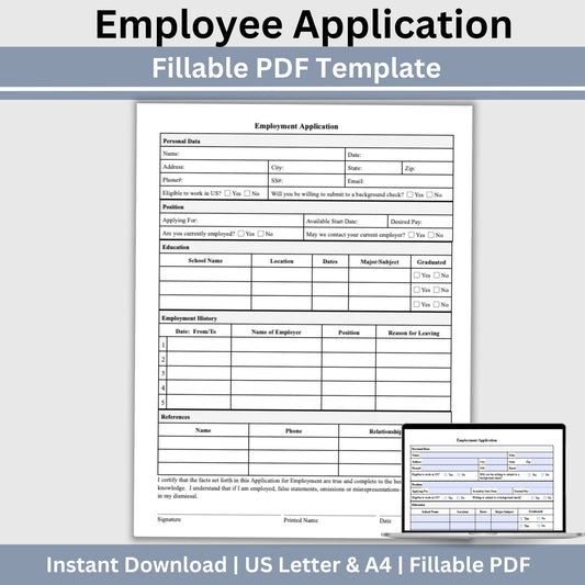 Employment Application - Fillable PDF