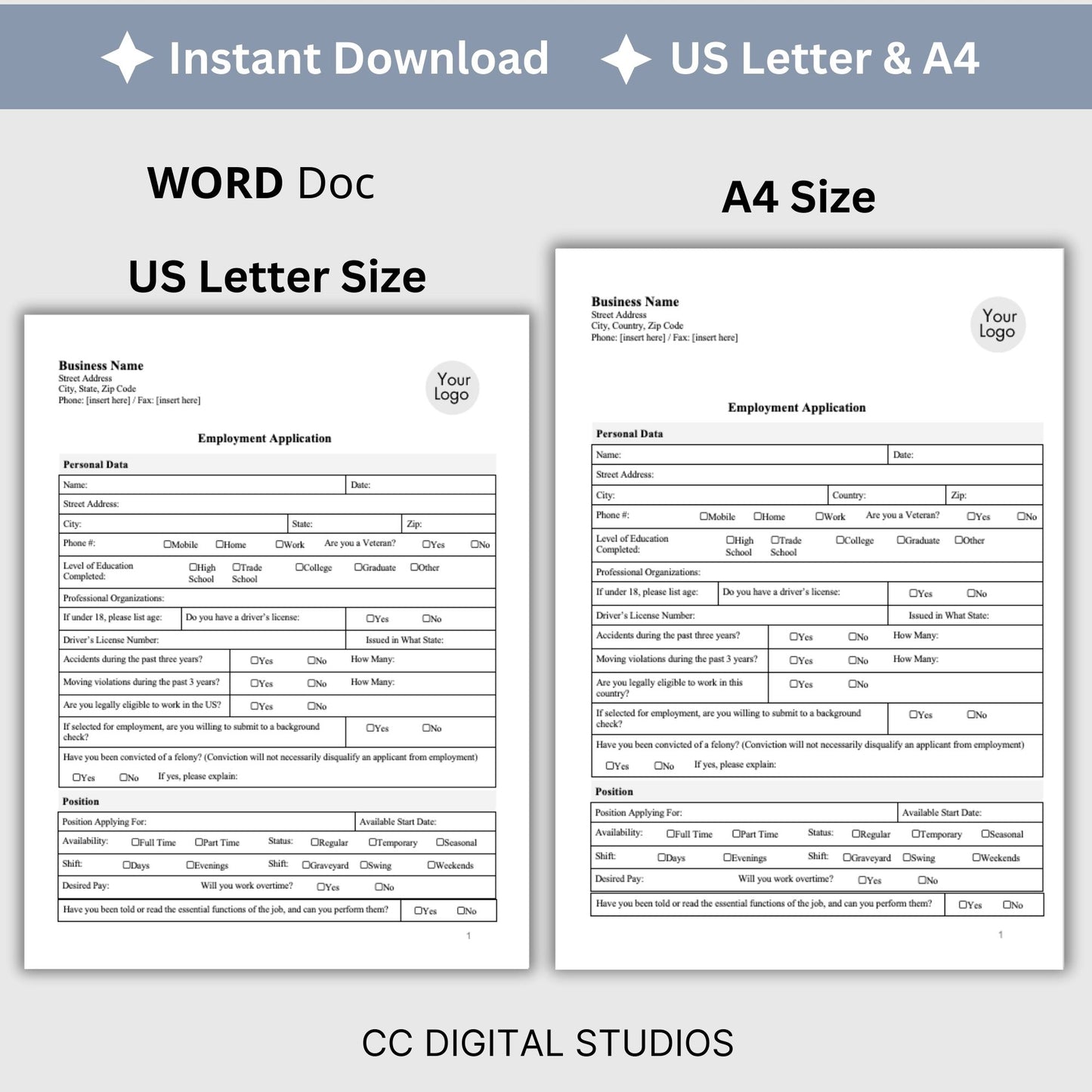 Job Application Template - WORD DOC