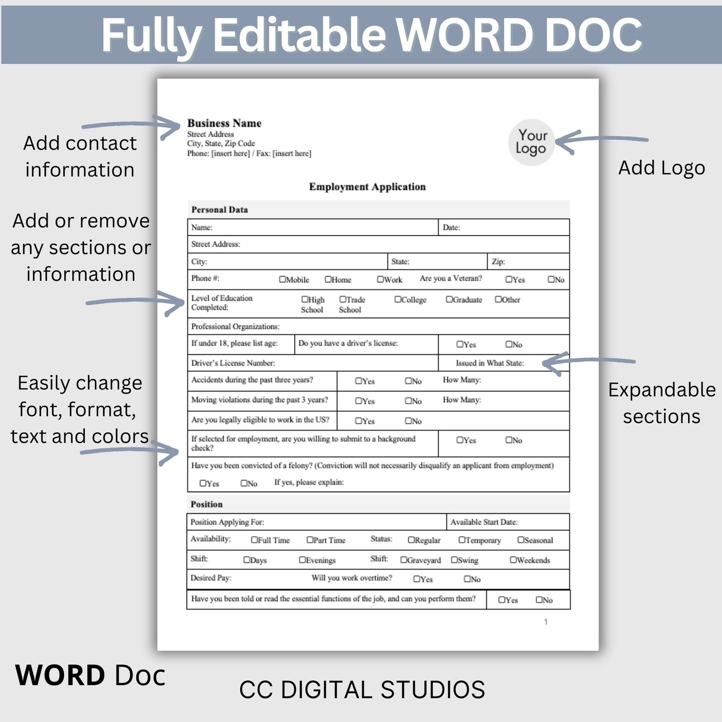 Job Application Template - WORD DOC