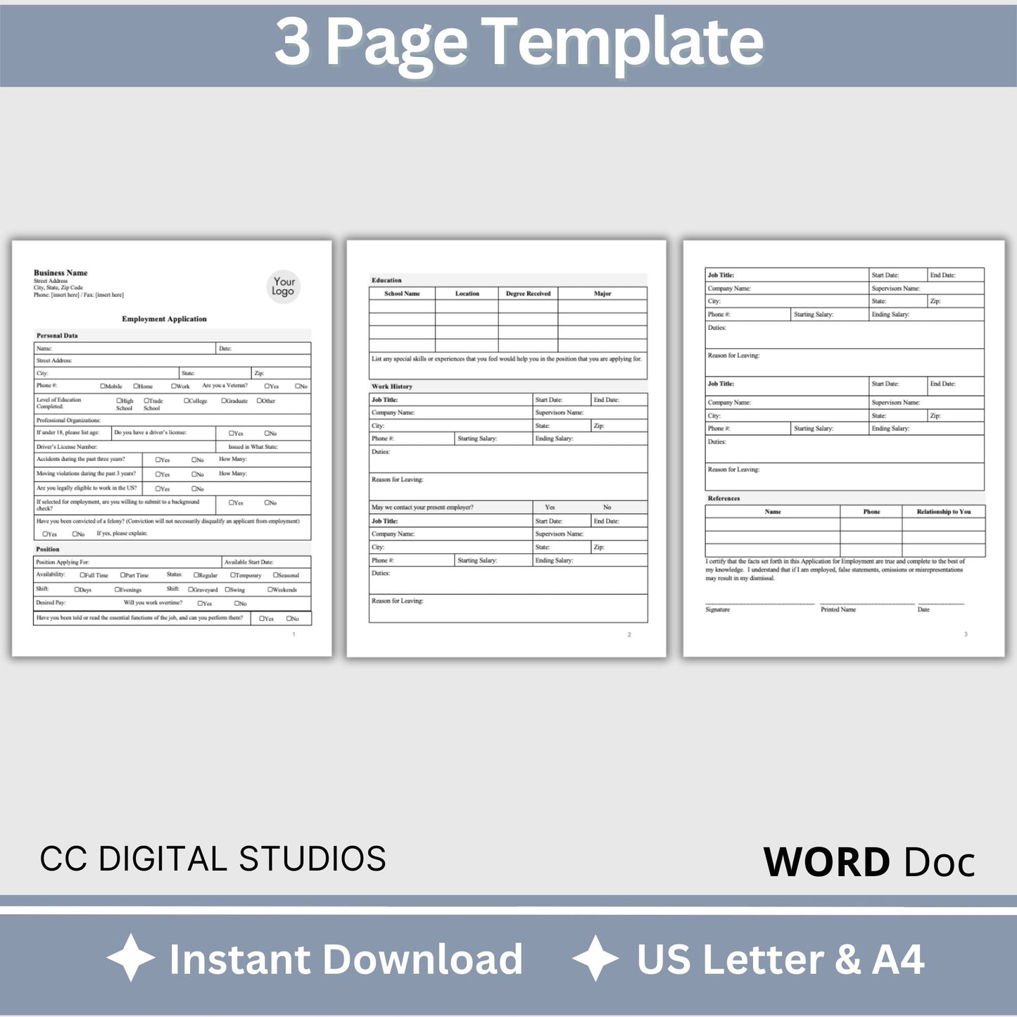 Job Application Template - WORD DOC
