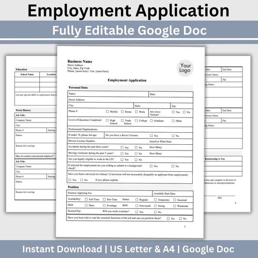Job Application Template - Google Doc