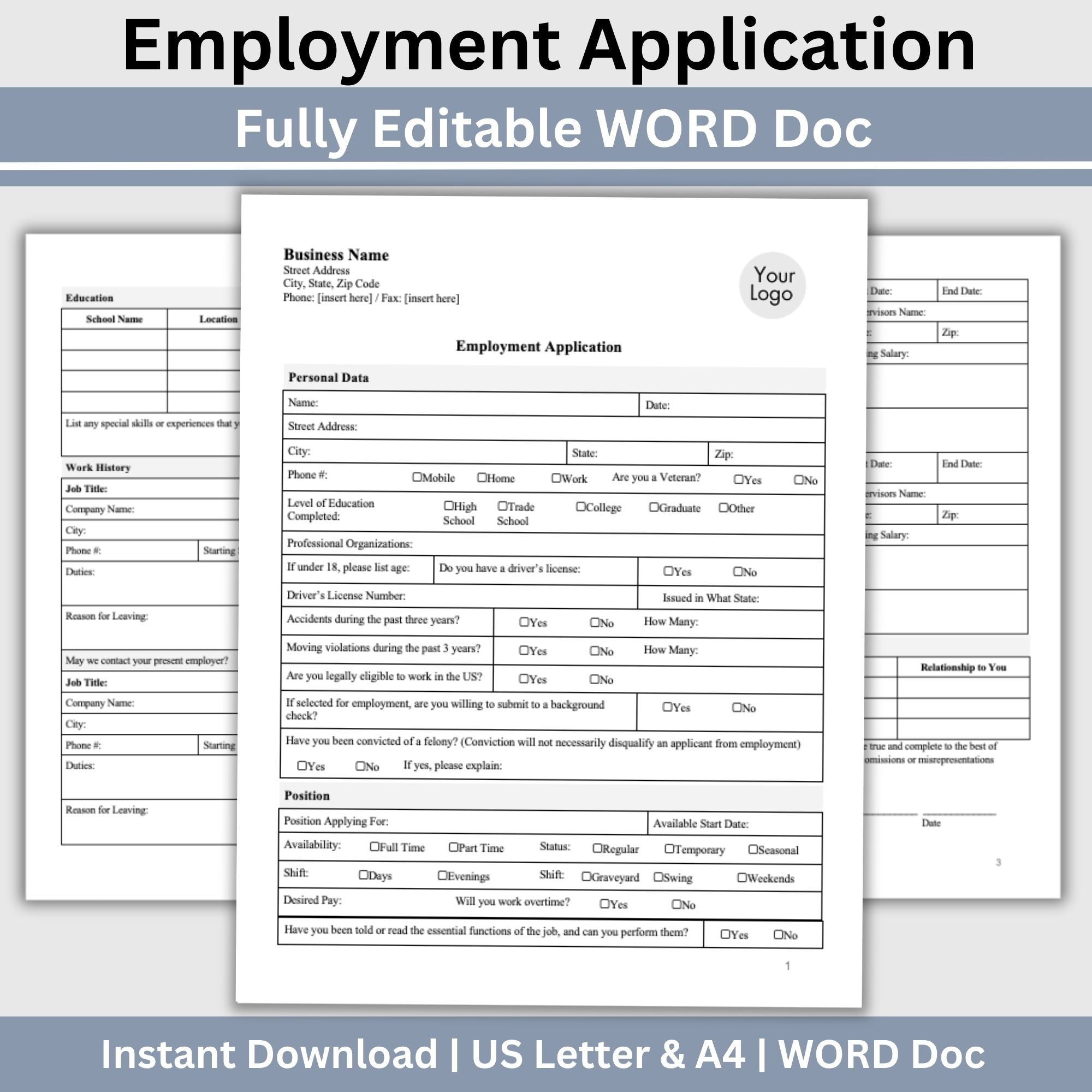 Job Application Template - WORD DOC – CCDigitalStudios