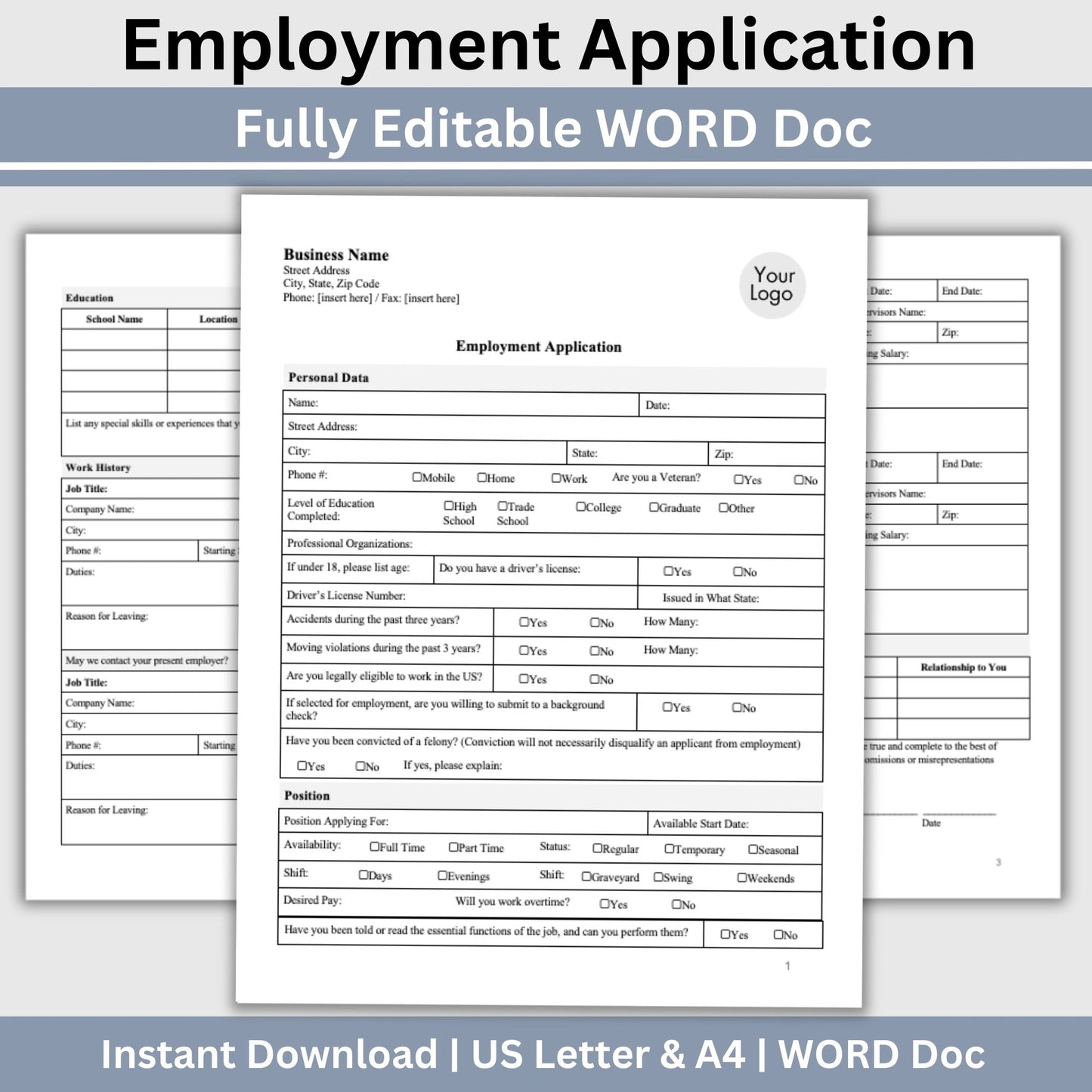 Job Application Template - WORD DOC