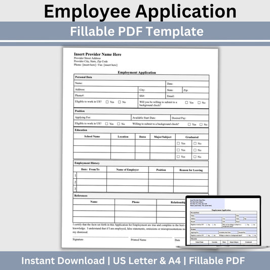 Employment Application - Fillable PDF