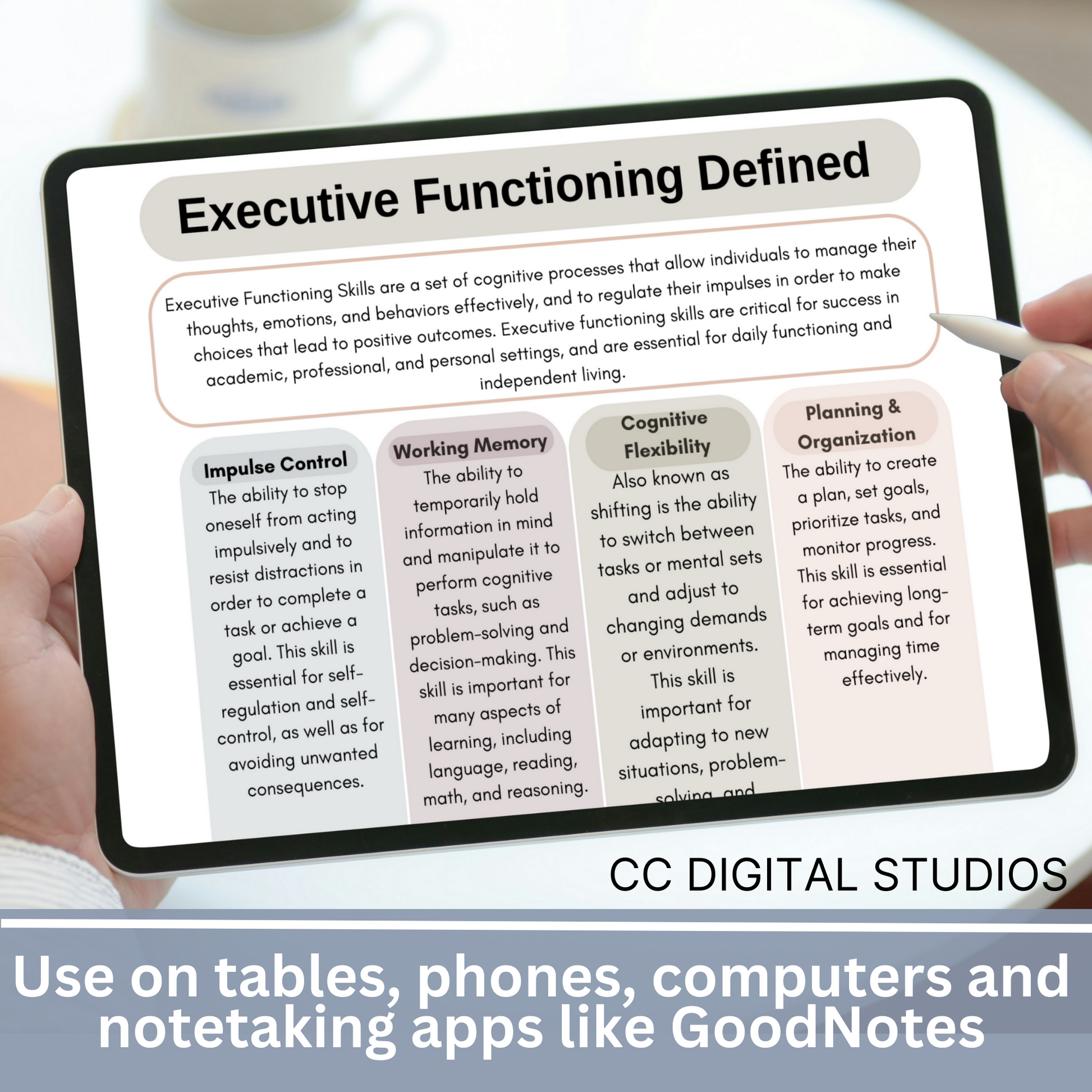 Emphasizing neurodivergent perspectives, it covers executive functioning skills such as impulse control, working memory, cognitive flexibility, planning, organization, self-monitoring, task initiation, emotional control