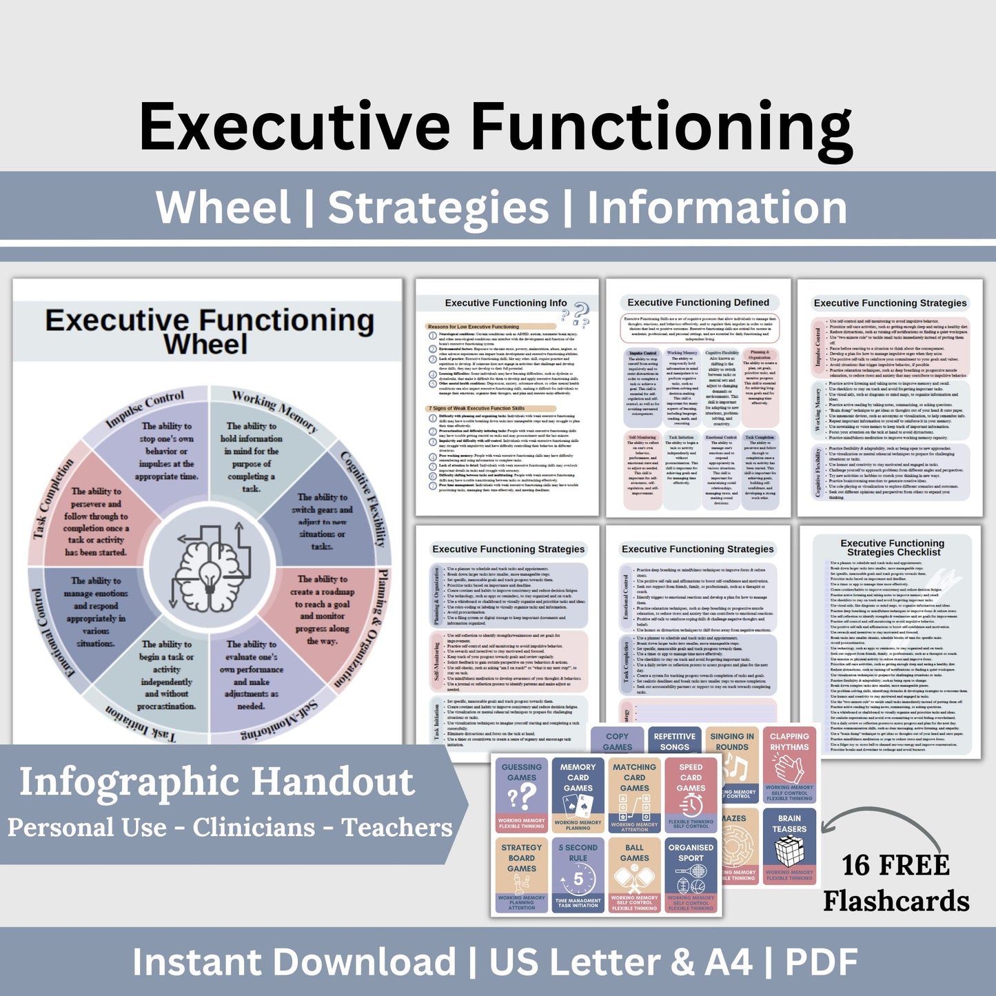 SAVE 25% with our Executive Functioning worksheets, strategies, wheel & information bundle! Designed to help you process and improve in the eight key executive functioning skills