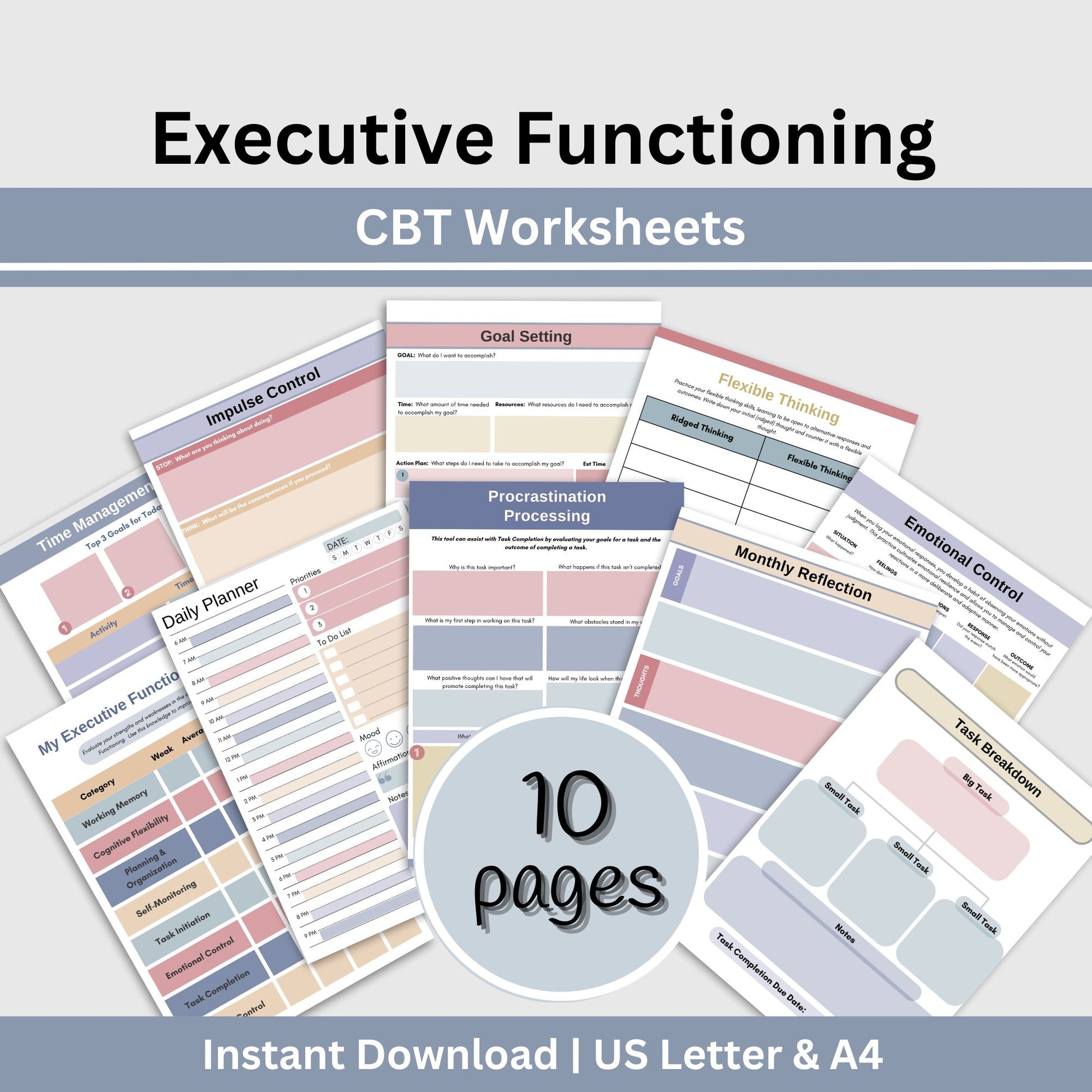 SAVE 25% with our Executive Functioning worksheets, strategies, wheel & information bundle! Designed to help you process and improve in the eight key executive functioning skills