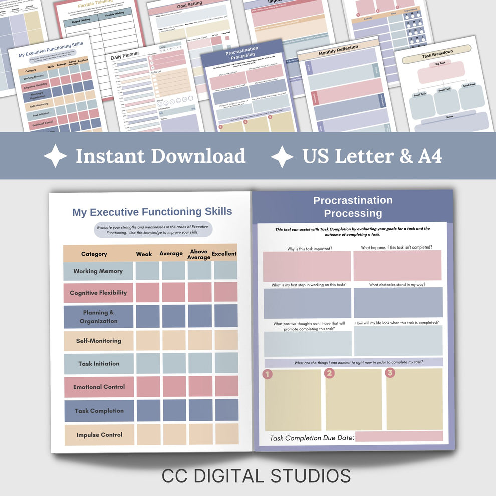 Executive Functioning Worksheets & Strategies Bundle – CCDigitalStudios