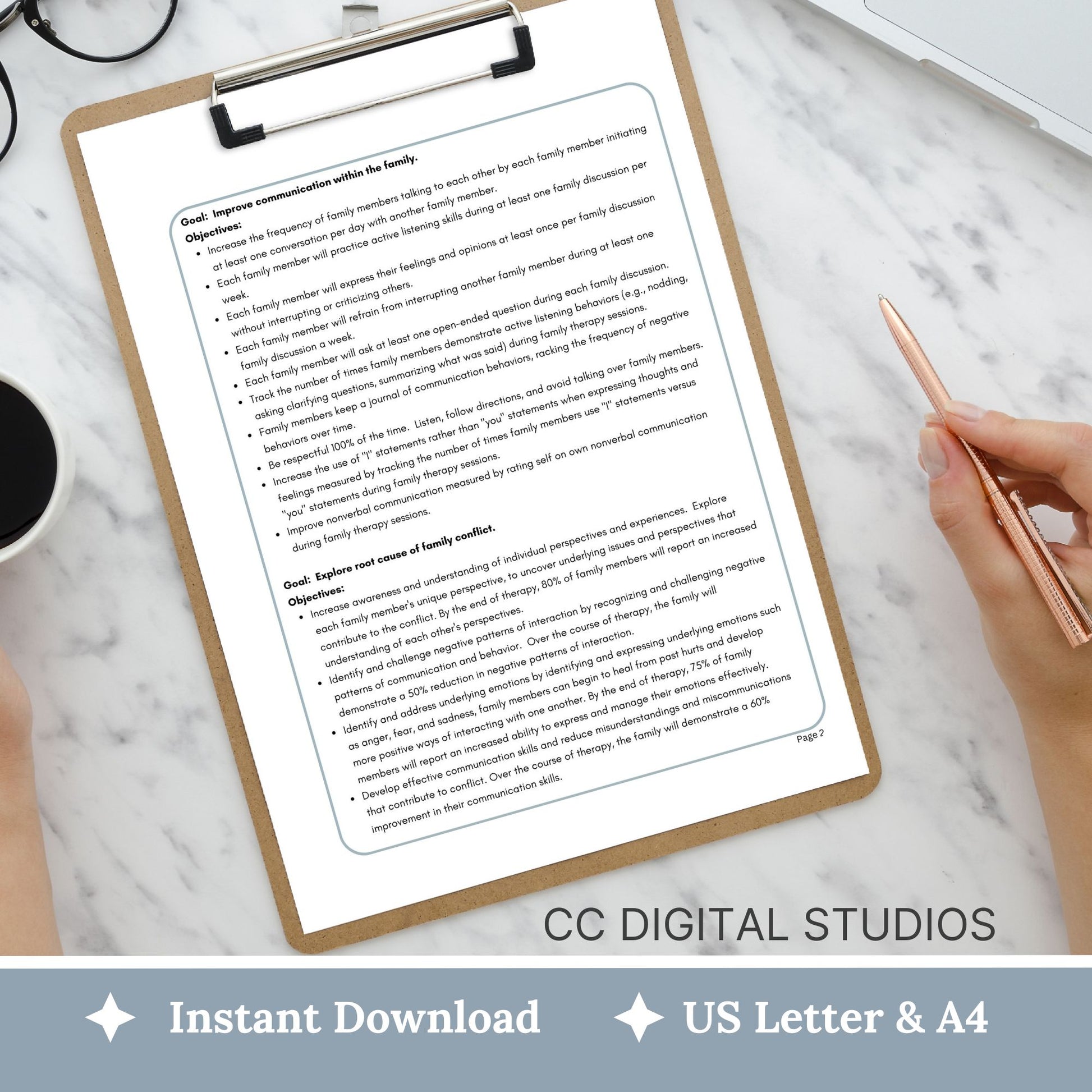 Family Therapy Treatment Planning Tool for family conflict. This resource is designed to help therapists create effective treatment plans with SMART goals for therapy and objectives and interventions.