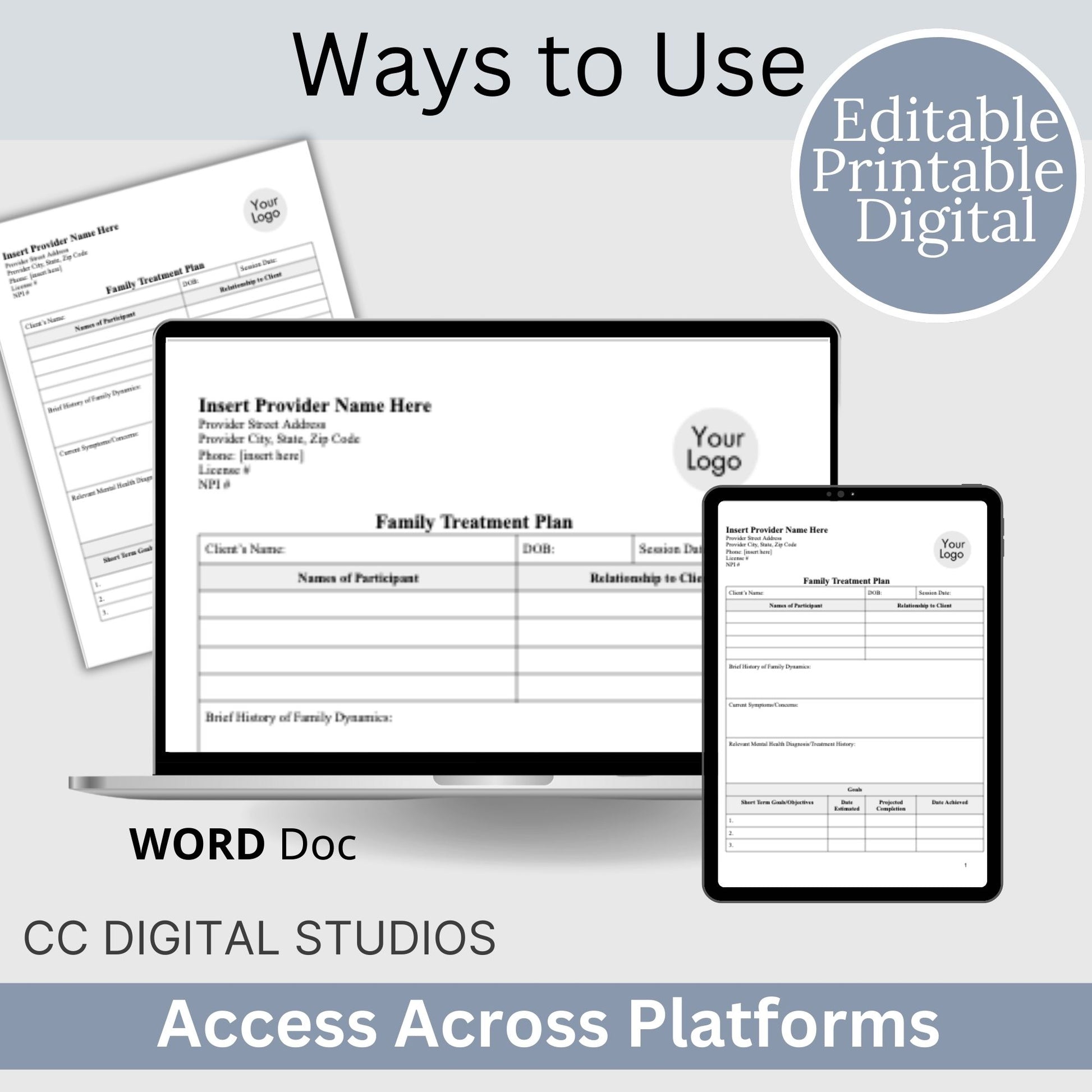 Treatment plan for family therapy sessions. With this template, you'll have a clear and organized way to create family treatment plans that are evidence-based and comprehensive. 