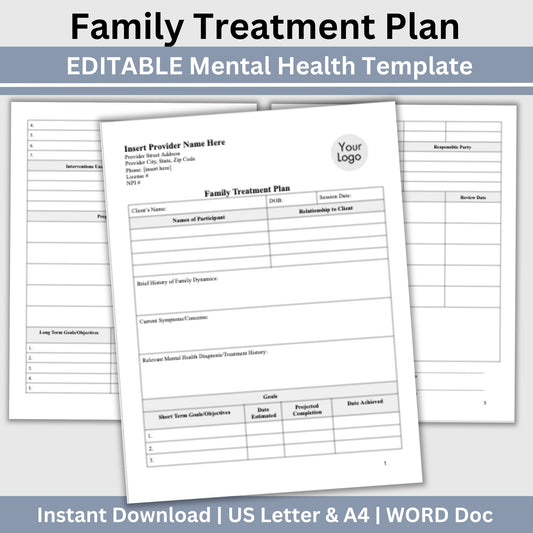 Treatment plan for family therapy sessions. With this template, you'll have a clear and organized way to create family treatment plans that are evidence-based and comprehensive. 