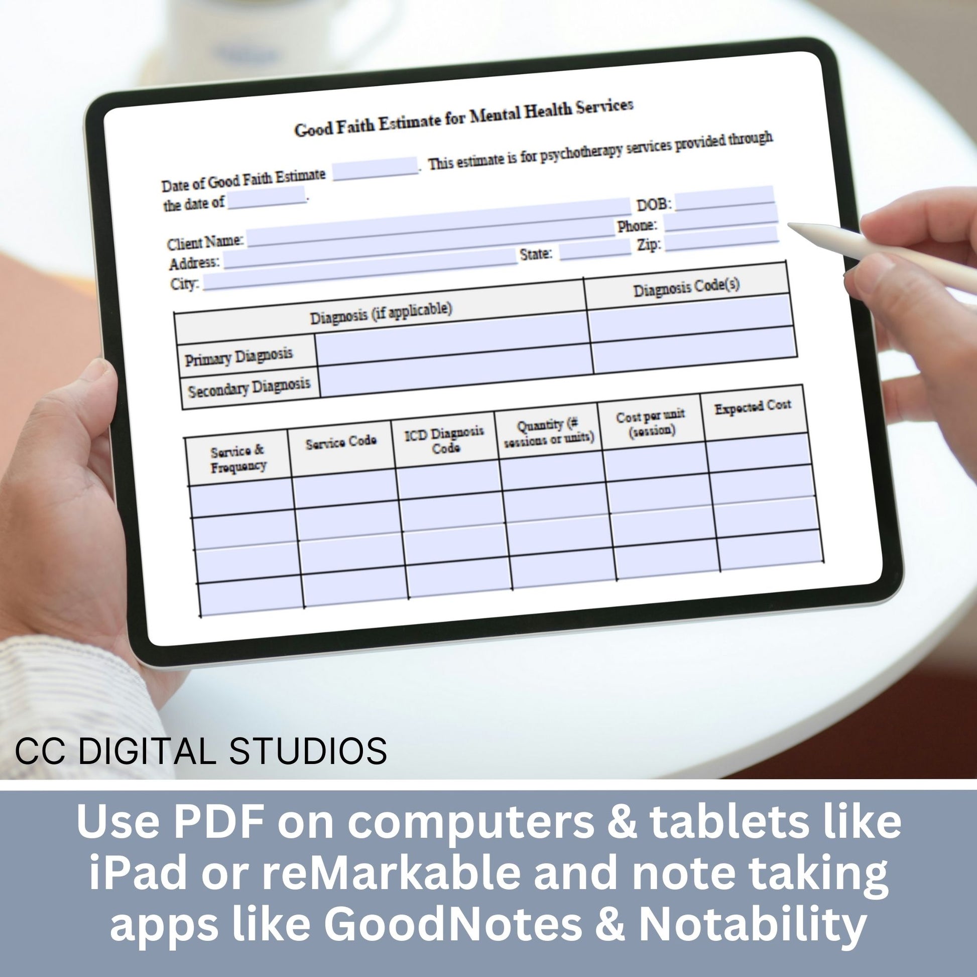 Good Faith Estimate Form for therapist office to ensure clarity and compliance in your mental health practice. This easy-to-use Fillable PDF template helps you provide your clients with a clear and detailed estimate