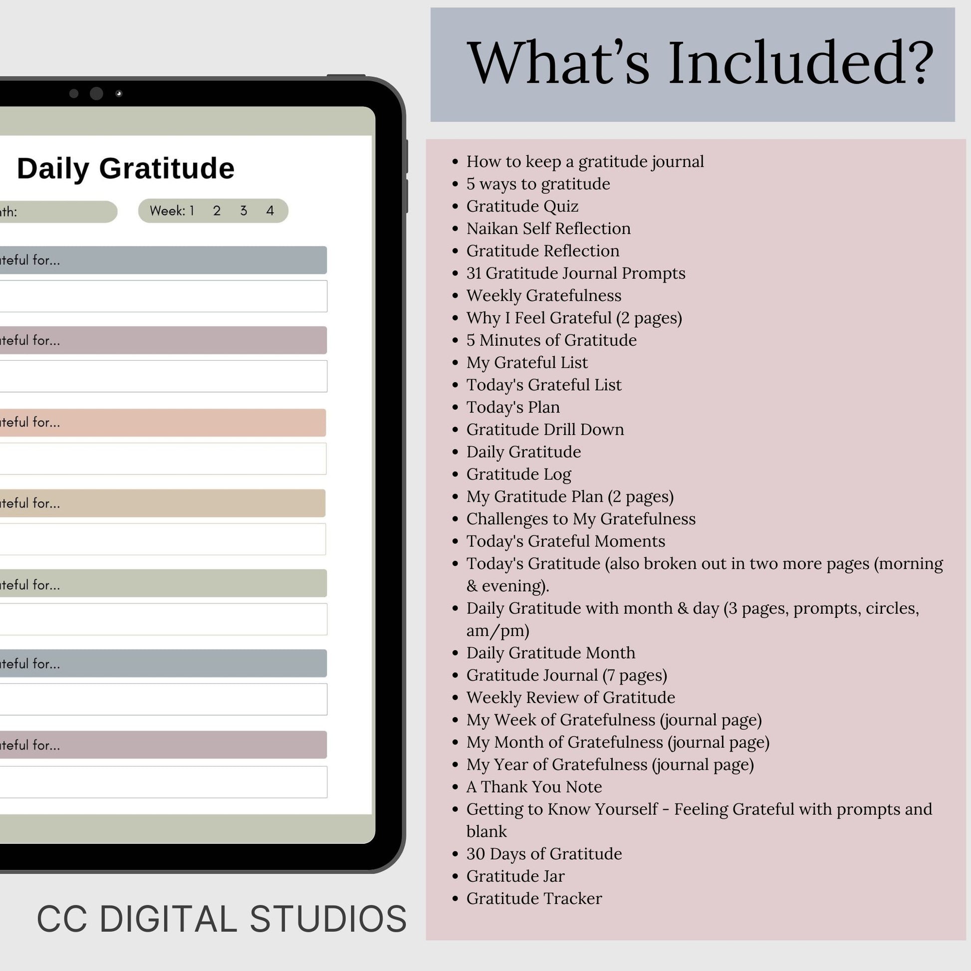 Gratitude Journal with Worksheets for Therapy, Wellness, and