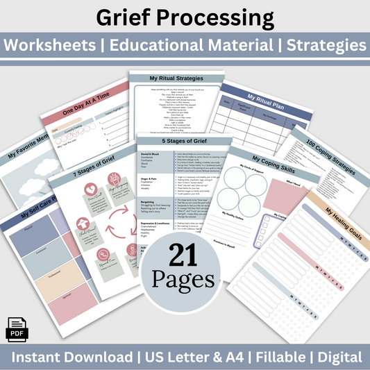 Worksheets aim to guide you through the emotions linked with grief & loss. They are valuable tools for your healing journal, whether you are navigating your personal journey or offering support to clients. Consider them as a thoughtful sympathy gift.