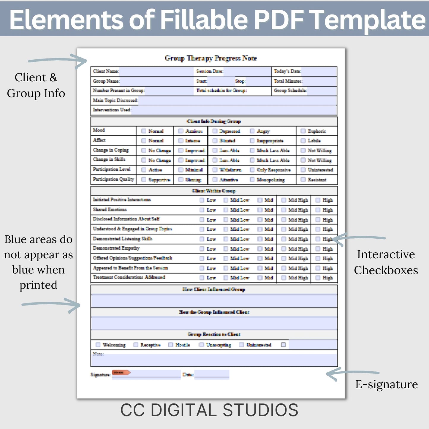 Group Therapy Progress Note - a fillable PDF, your go-to therapist office template for streamlined therapy notes. Enhance your psychotherapy group sessions with this efficient tool, offering customizable progress note tracking.