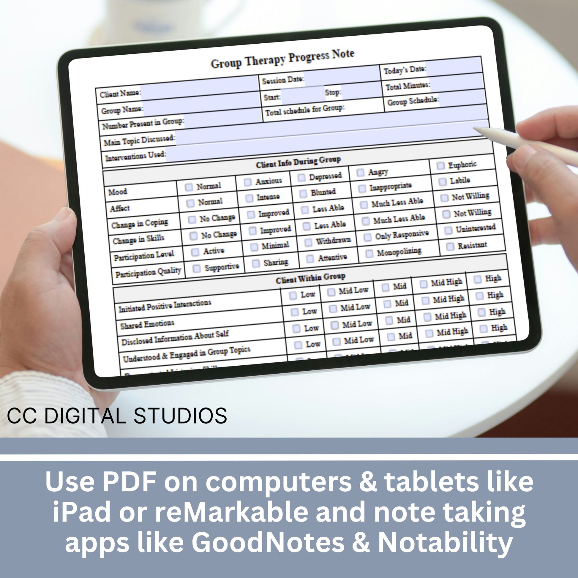 Group Therapy Progress Note - a fillable PDF, your go-to therapist office template for streamlined therapy notes. Enhance your psychotherapy group sessions with this efficient tool, offering customizable progress note tracking.