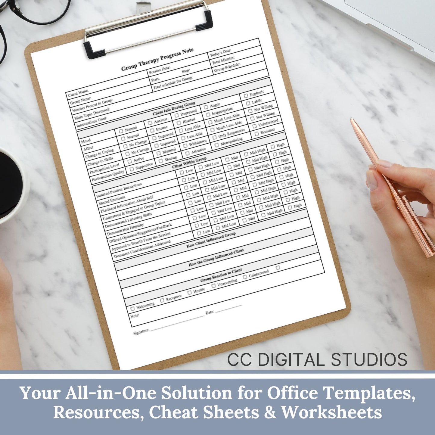 Group Therapy Progress Note - a fillable PDF, your go-to therapist office template for streamlined therapy notes. Enhance your psychotherapy group sessions with this efficient tool, offering customizable progress note tracking.