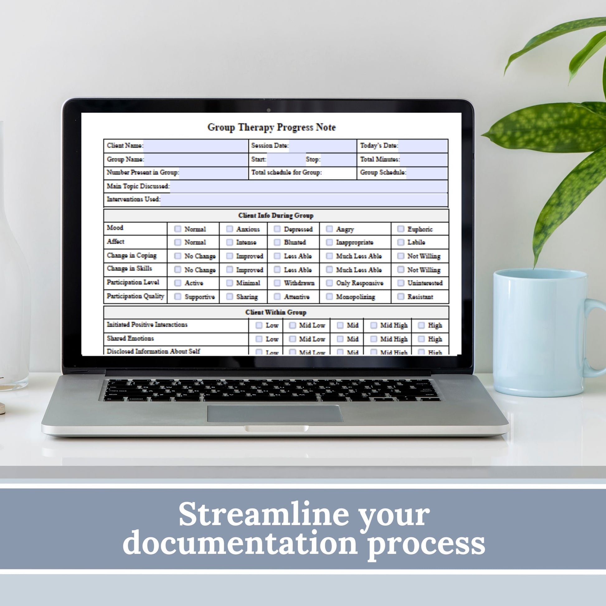 Group Therapy Progress Note - a fillable PDF, your go-to therapist office template for streamlined therapy notes. Enhance your psychotherapy group sessions with this efficient tool, offering customizable progress note tracking.